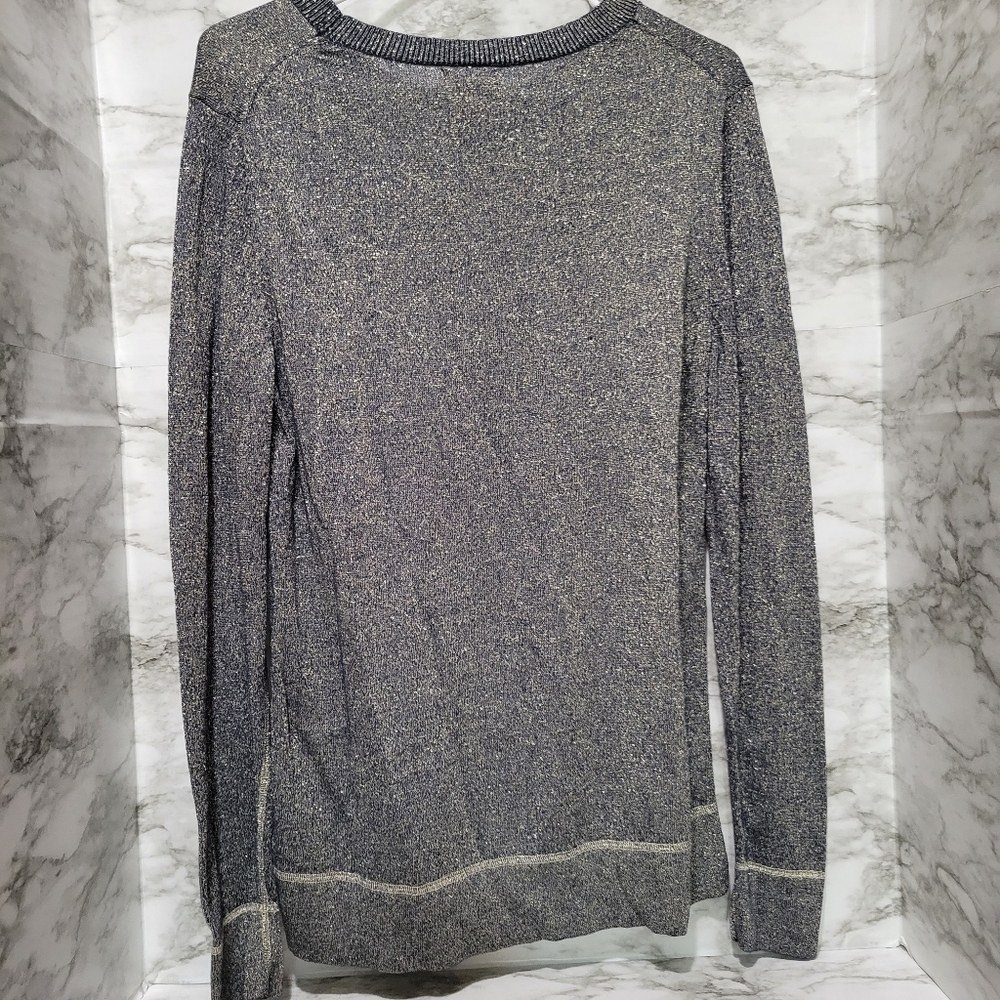 Joe Fresh Blue Gold Metallic Sweater XL - Picture 7 of 7